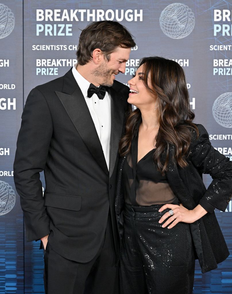 Ashton Kutcher and Mila Kunis attend the 9th Annual Breakthrough Prize Ceremony at Academy Museum of Motion Pictures on April 15, 2023 in Los Angeles, California