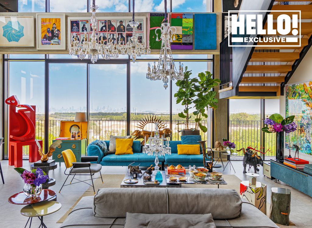 Mana Jalalian's gorgeous living room with city views at art-filled Dubai apartment 