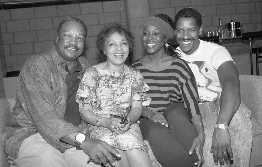 The stars of the new Broadway-bound comedy "Checkmates," are seen during an open rehearsal at the Henry Street Settlement. They are (L-R): Paul Winfield, Ruby Dee, Marsha Jackson, and Denzel Washington.