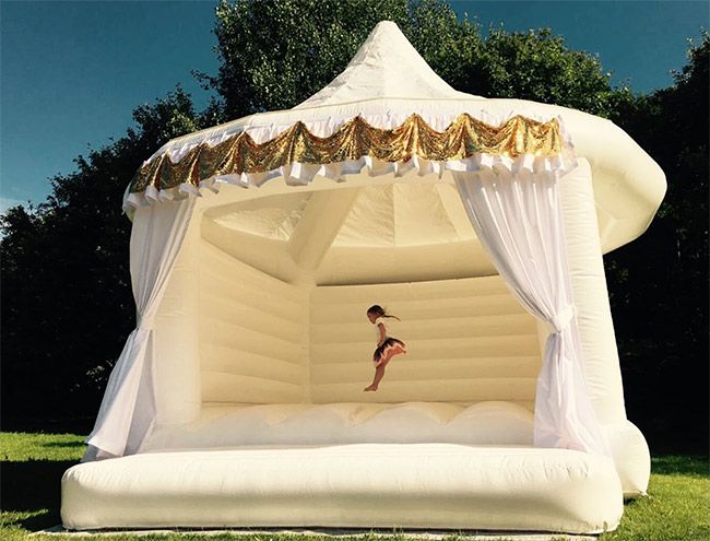 bouncy castle wedding gold