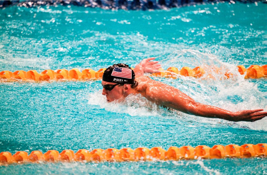 Michael Phelps of the U.S.A in action in the 200m Butterfly heats