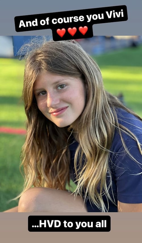 Photo shared by Tom Brady on Instagram Stories on February 14, 2024, of his daughter Vivian in honor of Valentine's Day