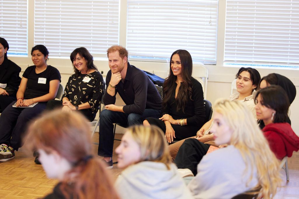 Prince Harry and Meghan pictured during their visit to a local youth group, AHA! Santa Barbara