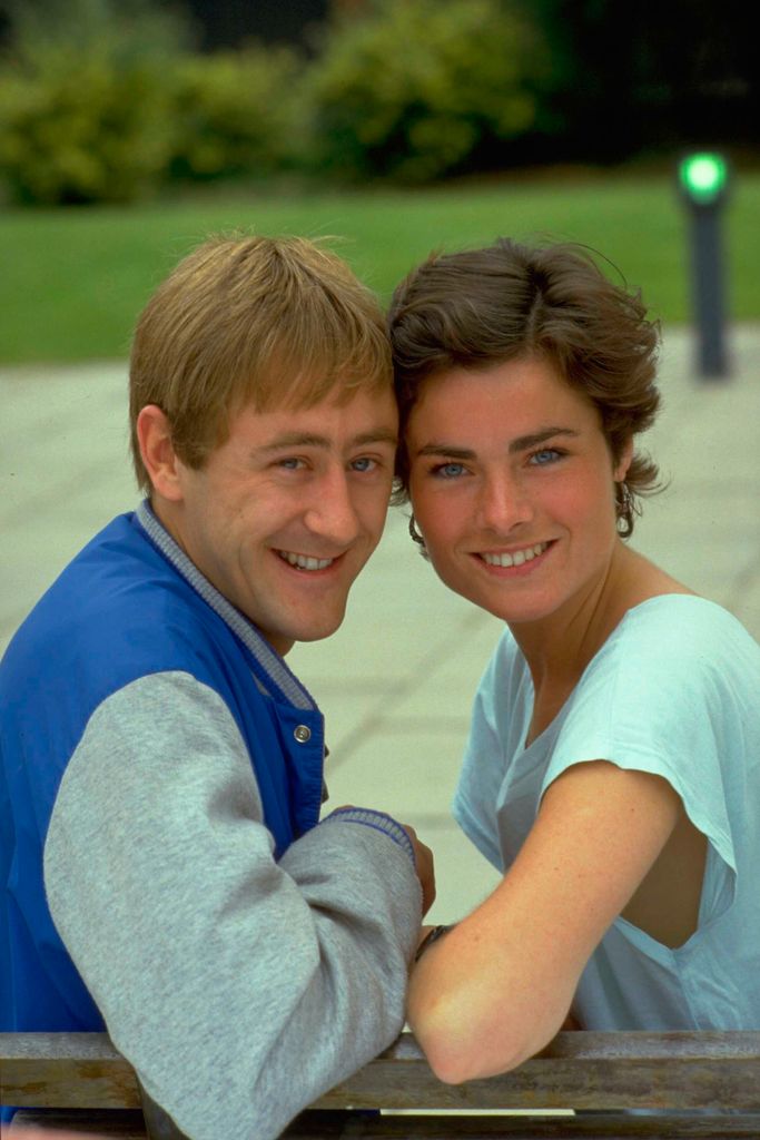 Nicholas Lyndhurst and Janet Dibley in character as Ashley Phillips and Elaine Walker in sitcom The Two Of Us, circa 1987