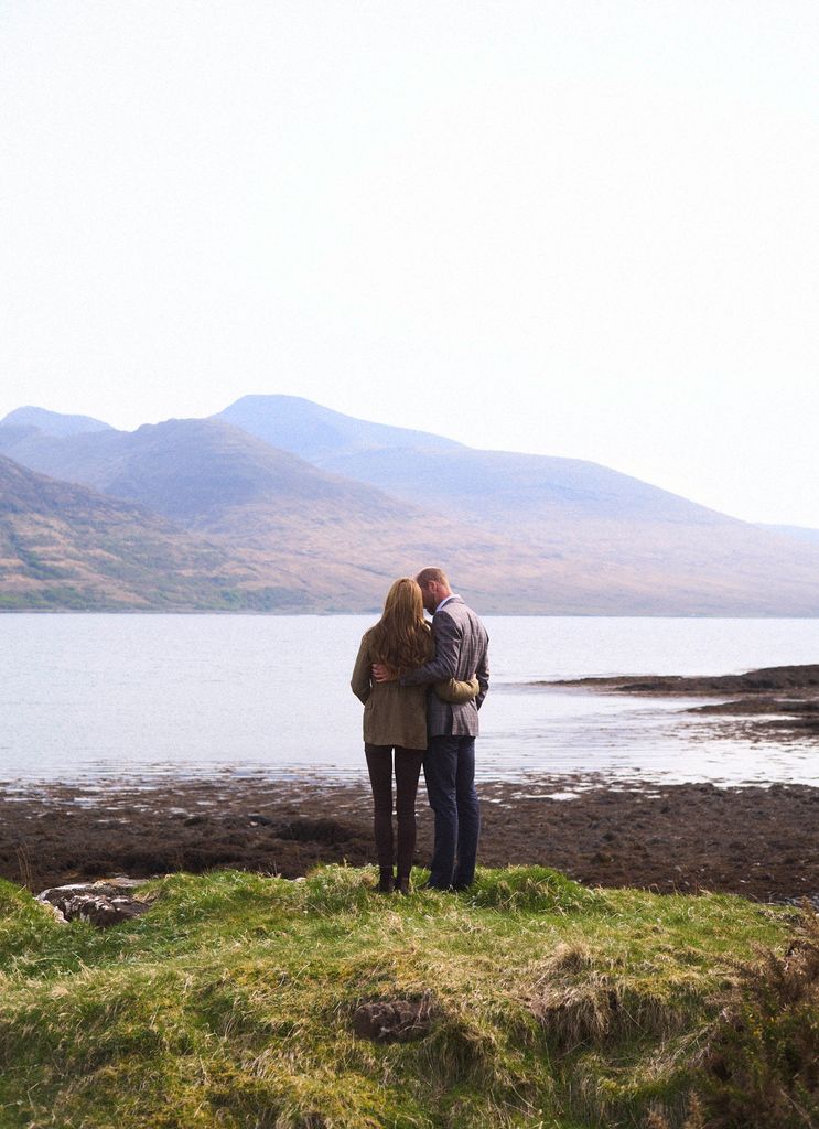 Prince William and Kate Middleton posing each other on the island of Mull