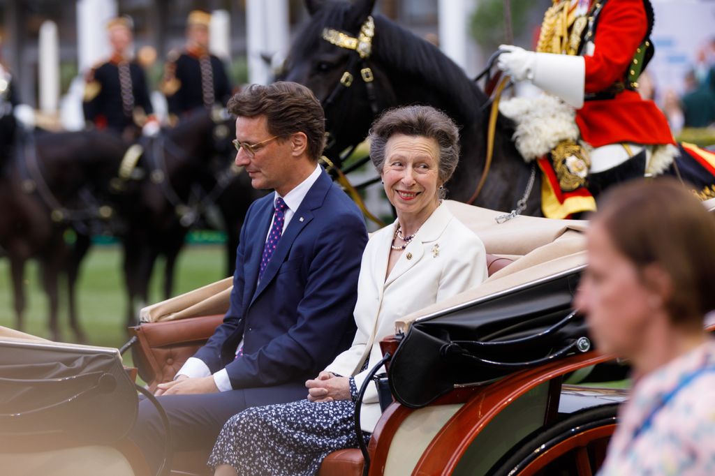 Princess Anne, Princess Royal (R) and Hendrik Wuest  attend the CHIO Media Night 2023 on June 27, 2023 in Aachen, Germany.