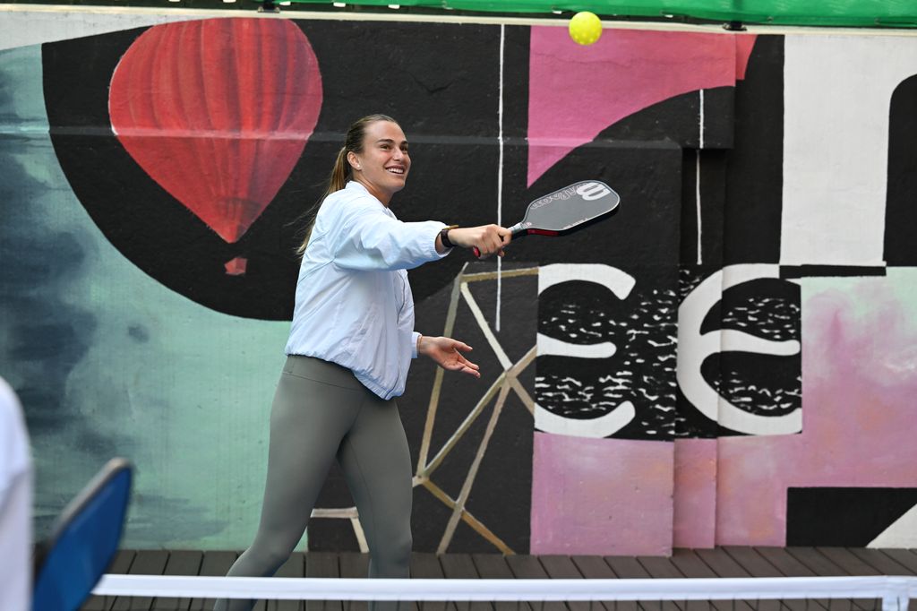Aryna Sabalenka at the Hilton Rooftop Pickleball Event