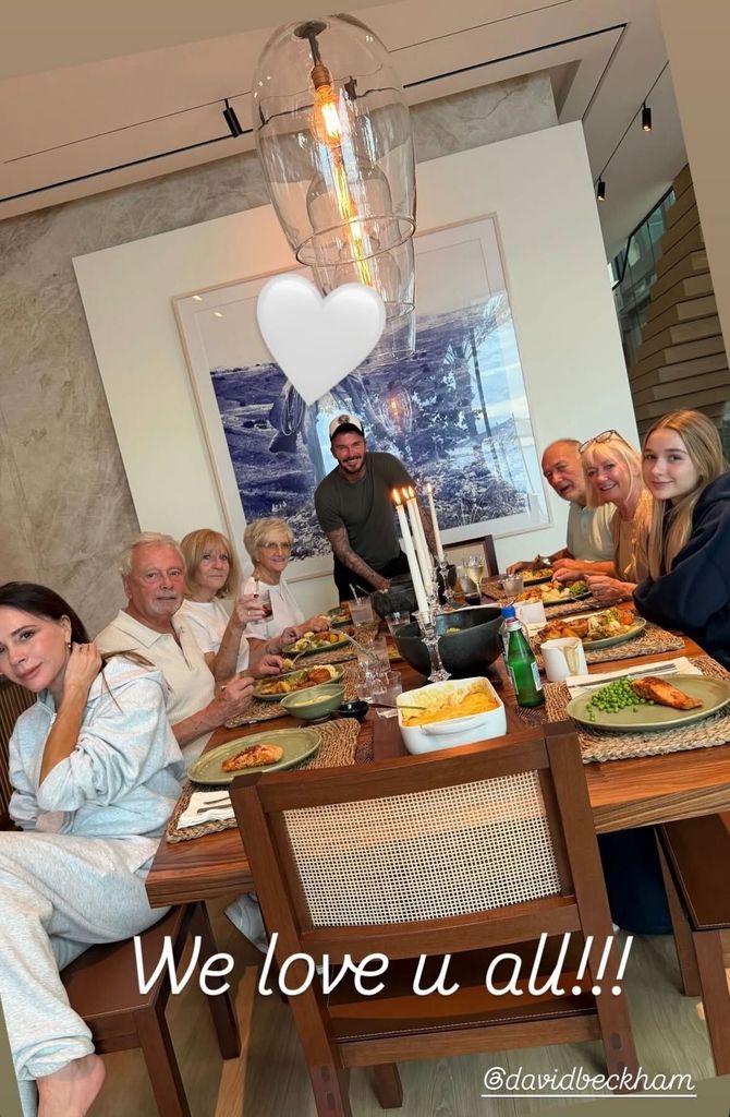 The Beckhams enjoyed a roast dinner, with Harper and Victoria rocking tracksuits