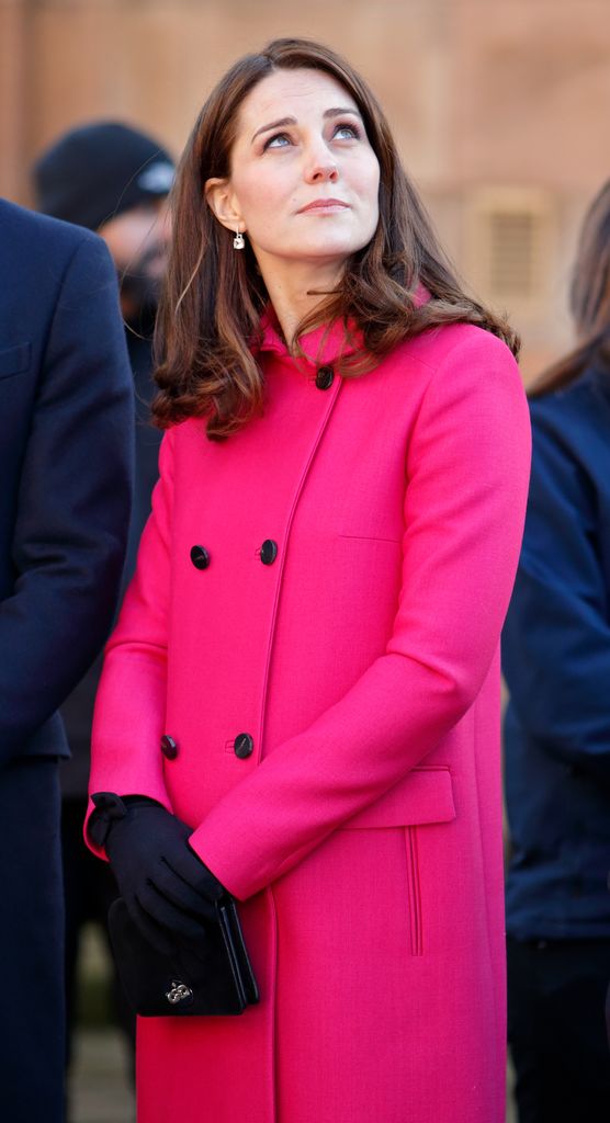 A photo of Princess Kate wearing a hot pink coat