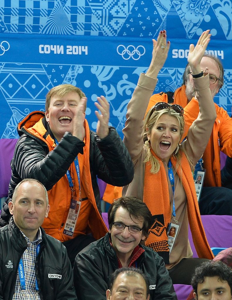 King Willem-Alexander of the Netherlands and Queen Maxima of the Netherlands attend the Short Track on day 3 of the Sochi 2014 Winter Olympics