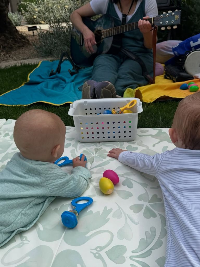 Katherine entertains the babies
