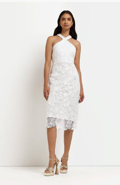 christine lampard white lace dress