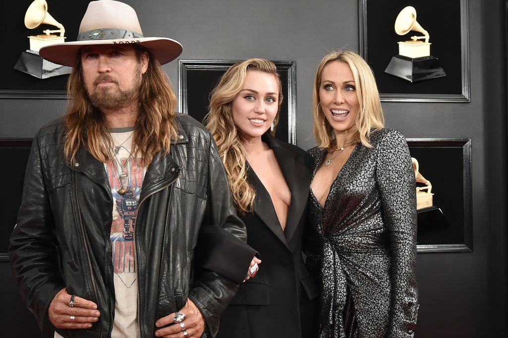 Billy Ray Cyrus, Miley Cyrus and Tish Cyrus attend the 61st Annual Grammy Awards at Staples Center on February 10, 2019 in Los Angeles, California
