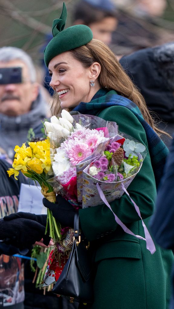 Kate with flowers on Christmas Day