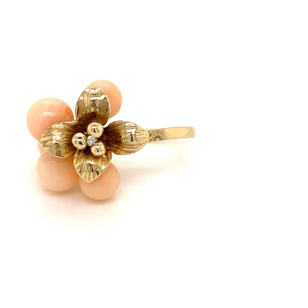 coral bead flower ring