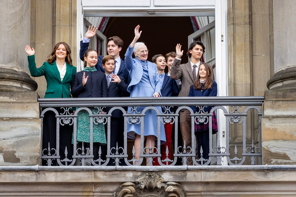 Queen Margrethe with her eight grandchildren