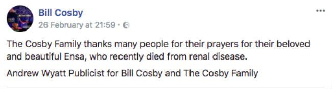 bill cosby daughter dies statement