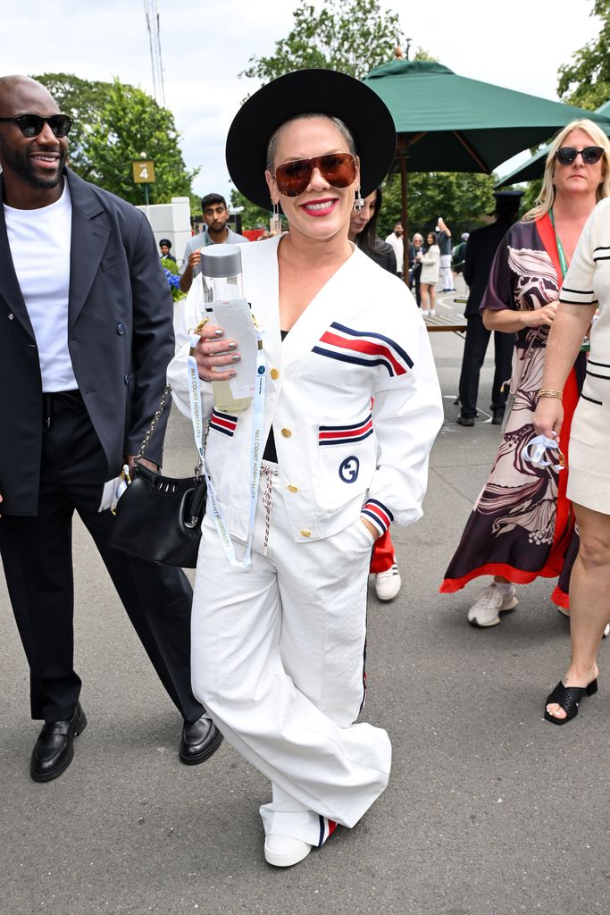  P!NK attends day thirteen of the Wimbledon Tennis Championships at the All England Lawn Tennis and Croquet Club