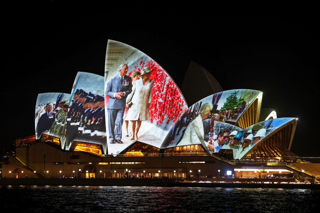 The Sydney Opera House was lit up with special photos of the royal couple