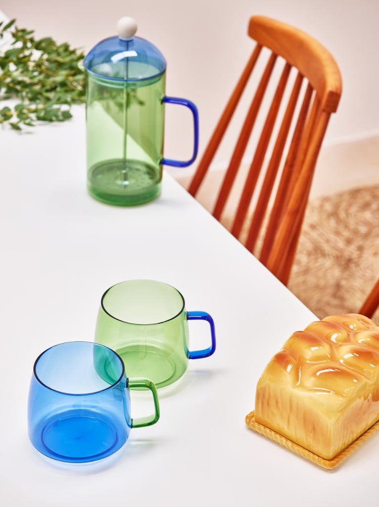 Cafetière en verre vert et bleu Oliver Bonas