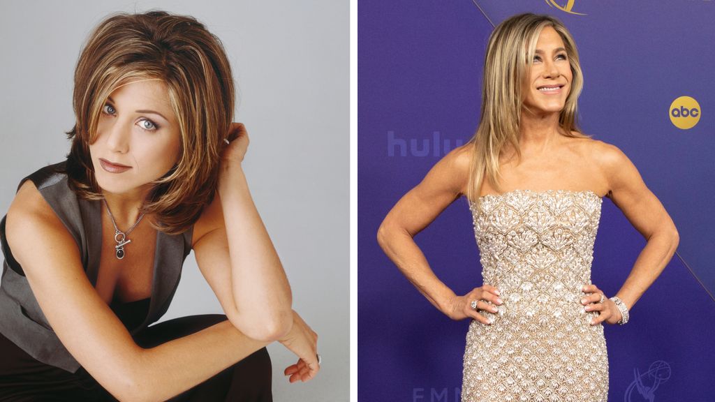 Split image of Jennifer Aniston in 1994 vs. 2024