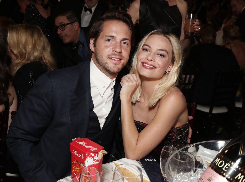 Tom Ackerley and Margot Robbie at the 77th Annual Golden Globe Awards