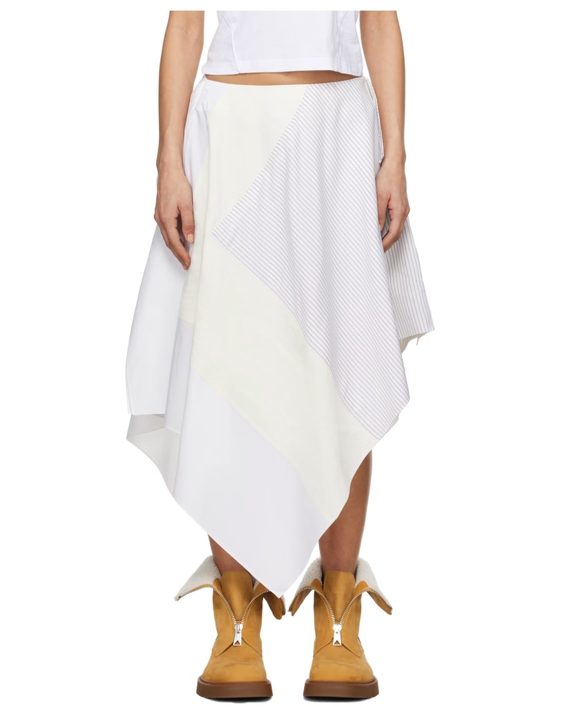 Off-White Asymmetric Patchwork Midi Skirt