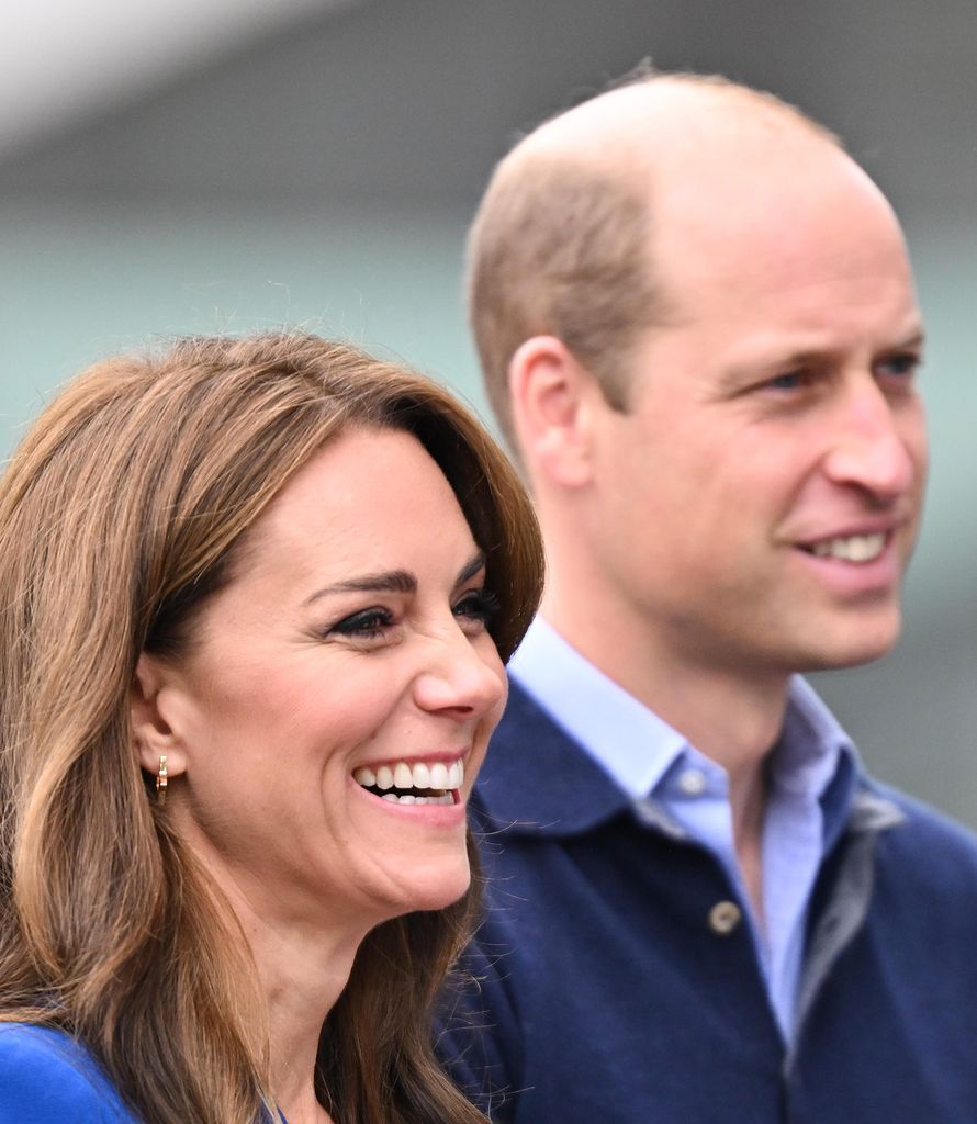 Prince William and Kate Middleton smiling in marlow 
