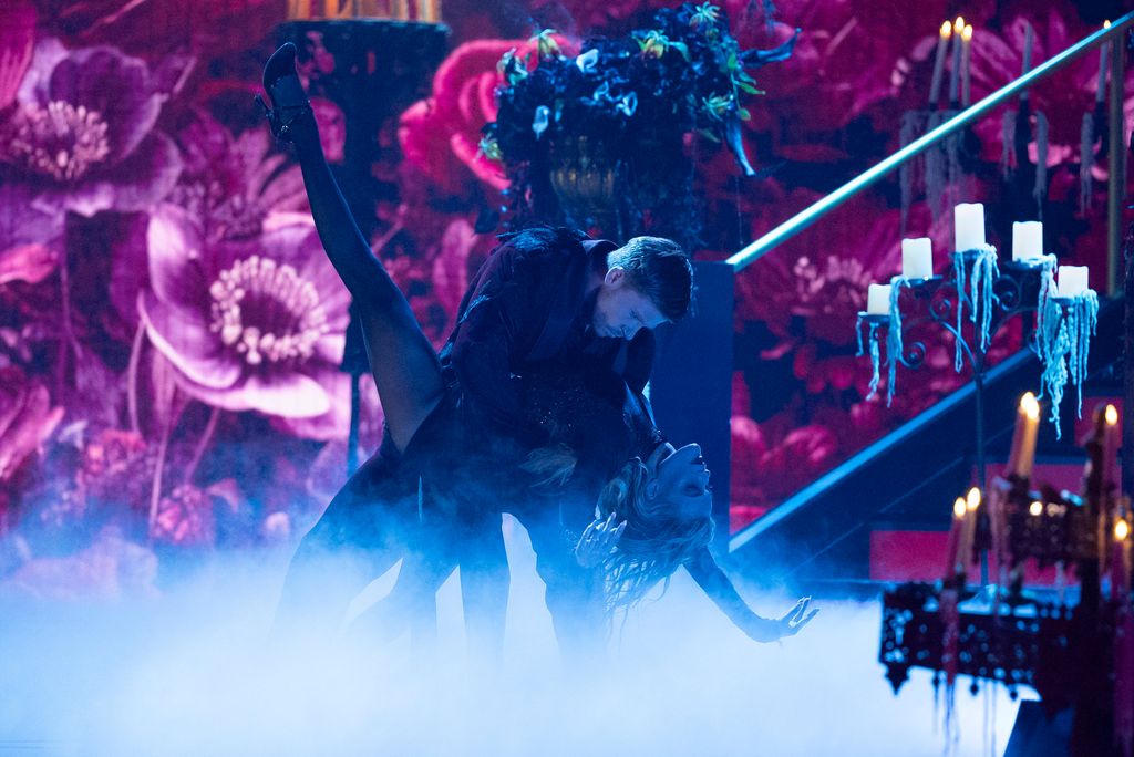 Robert Irwin and Witney Carson perform during Halloween Night on DWTS