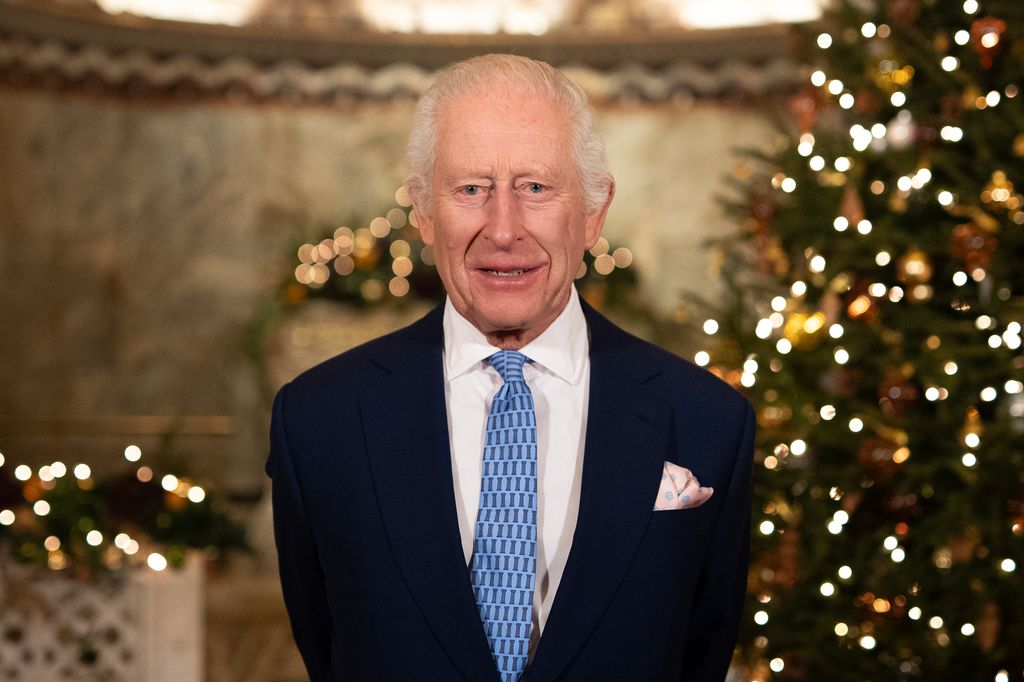 King Charles III records his Christmas message at the Fitzrovia Chapel