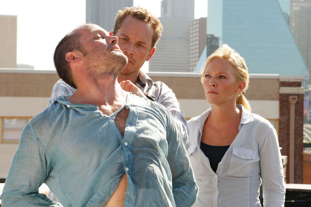 CHASE -- "Under the Radar" Episode 102 -- Pictured: (l-r) Wade Eastwood as Snake,Cole Hauser as Jimmy Godfrey, Kelli Giddish as Annie Frost