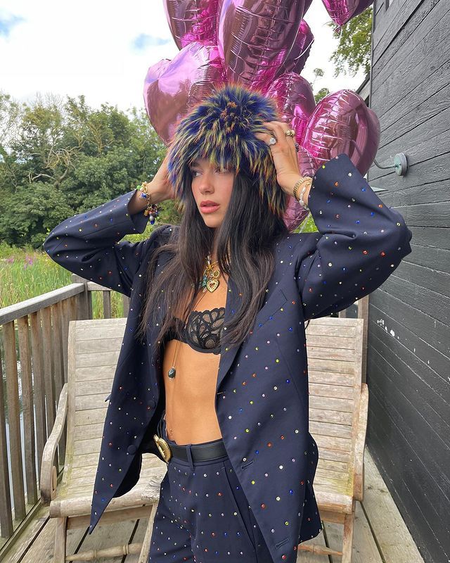 Dua's 26th birthday look crystal suit