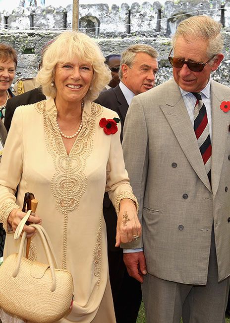 Queen Consort Camilla next to King Charles with henna tattoo on arm