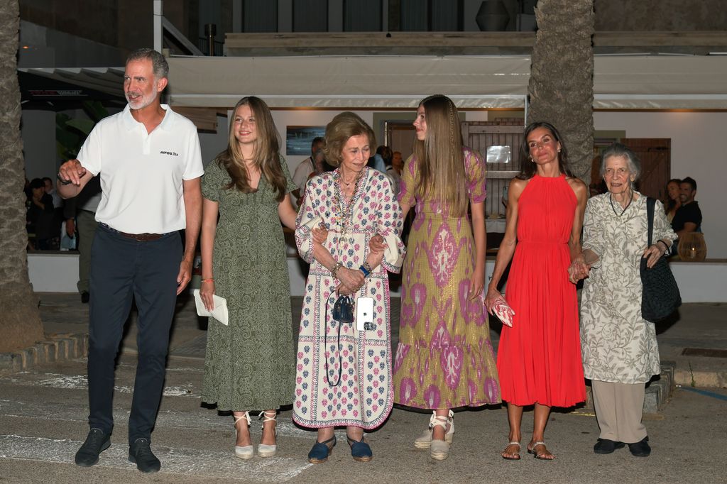 The Spanish royal family leaves the Mia restaurant in Palma de Mallorca