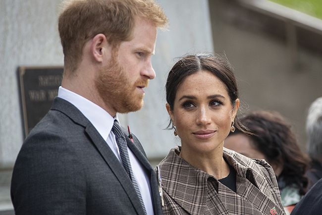 Meghan Markle looks at Prince Harry during engagement