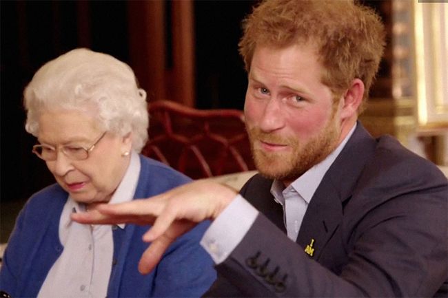 prince harry and the queen mic drop