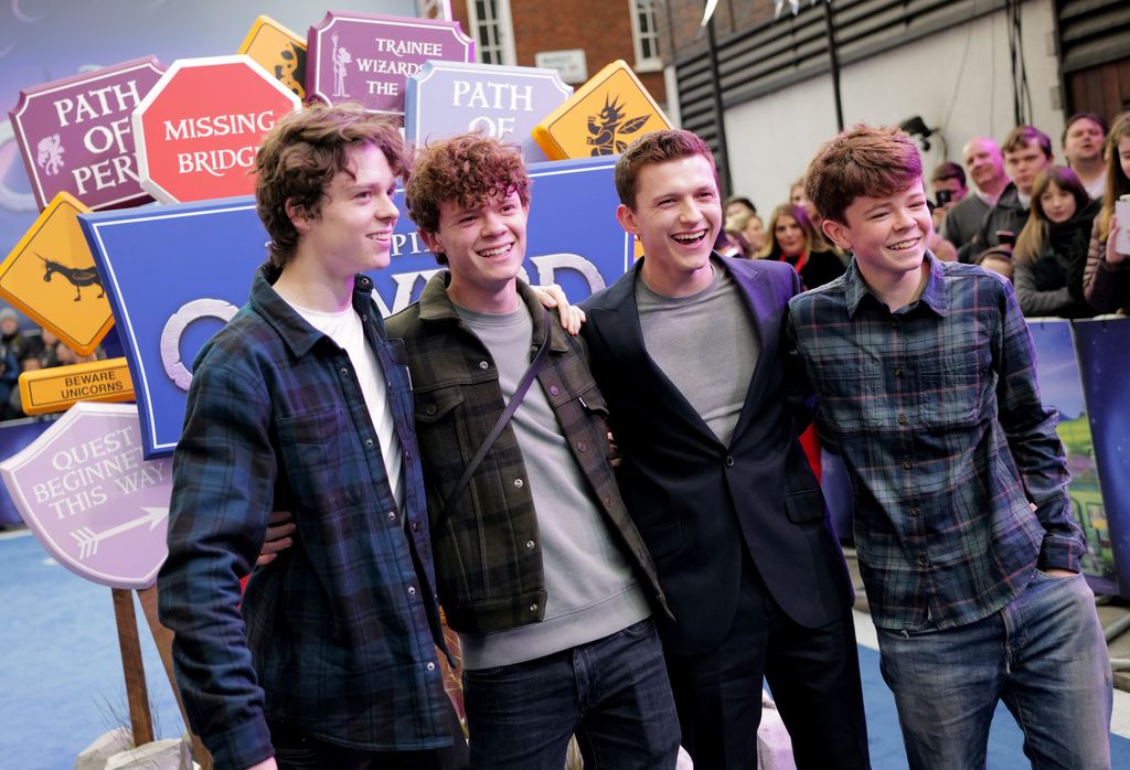 Sam Holland, Harry Holland, Tom Holland and Paddy Holland attend the UK Premiere Of Disney And Pixar's "Onward" at The Curzon Mayfair on February 23, 2020 in London, England.