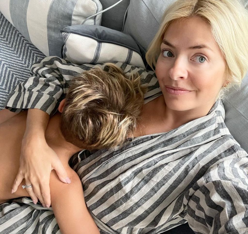 Holly Willoughby takes a selfie while hugging her son Chester