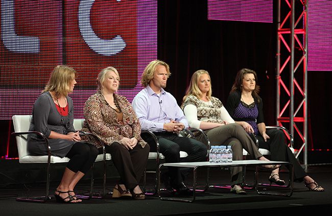 Kody and wives on stage at Sister Wives event