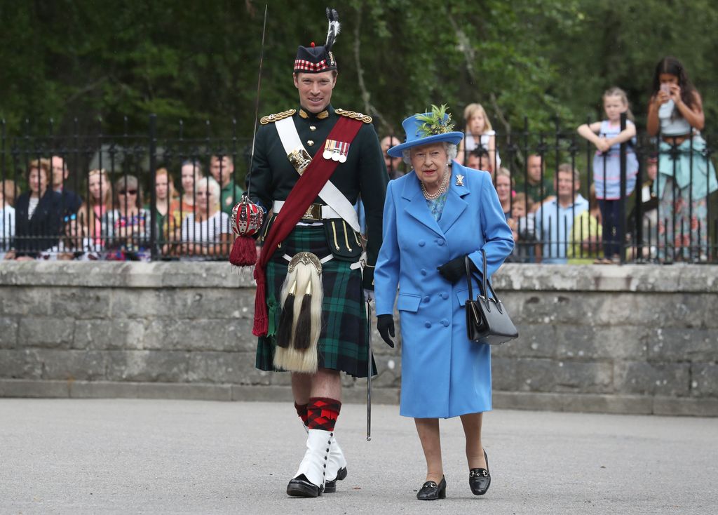 Lt Col Johnny Thompson with Queen Elizabeth II at Balmoral in 2018