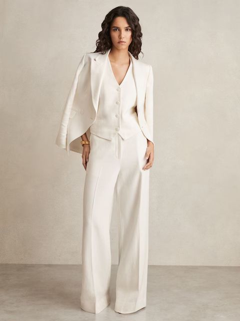 Reiss Linen Blend White Suit