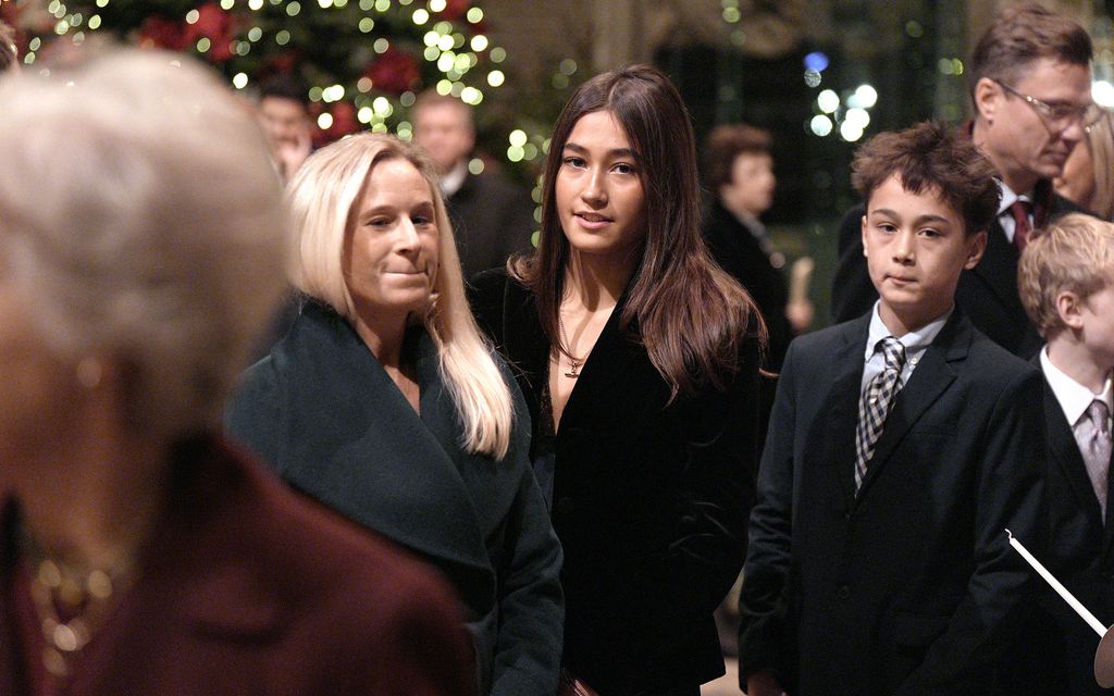 Lady Davina Windsor, Senna Kowhai Lewis and Tane Mahuta Lewis attend the Together At Christmas carol servic