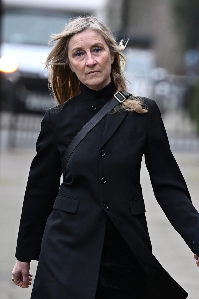 Fiona Phillips attends the funeral of Derek Draper at St Mary the Virgin Church