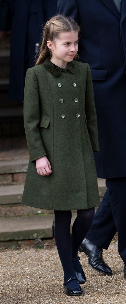 Princess Charlotte wearing green coat on Christmas Day