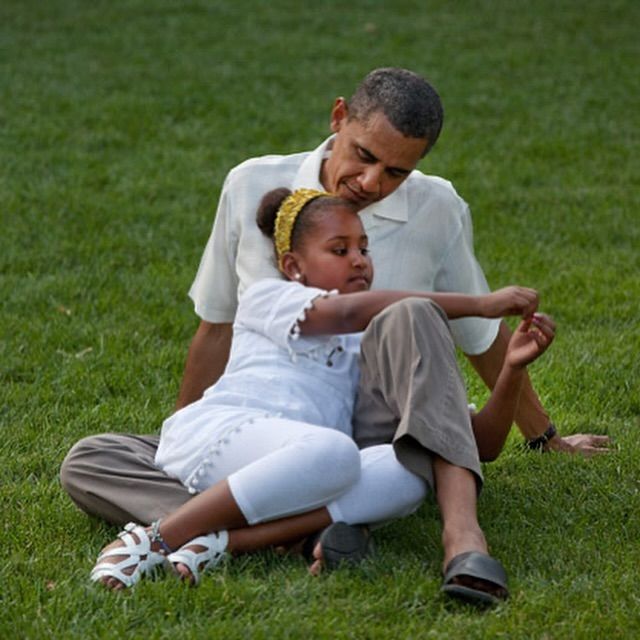 The former POTUS shared a sweet photo of him and Sasha from her childhood 