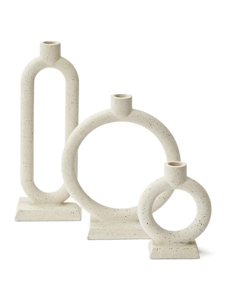 Set of 3 Cement Look Candle Holders