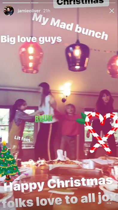 jools oliver singing karaoke with children at christmas
