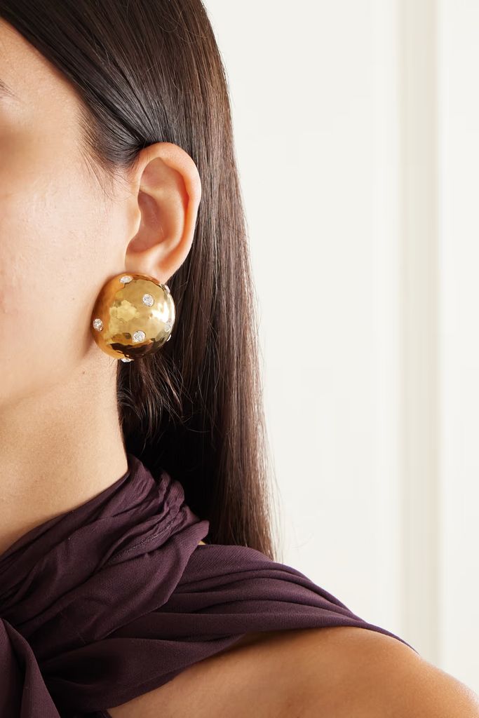 SAINT LAURENT Gold-tone crystal earrings