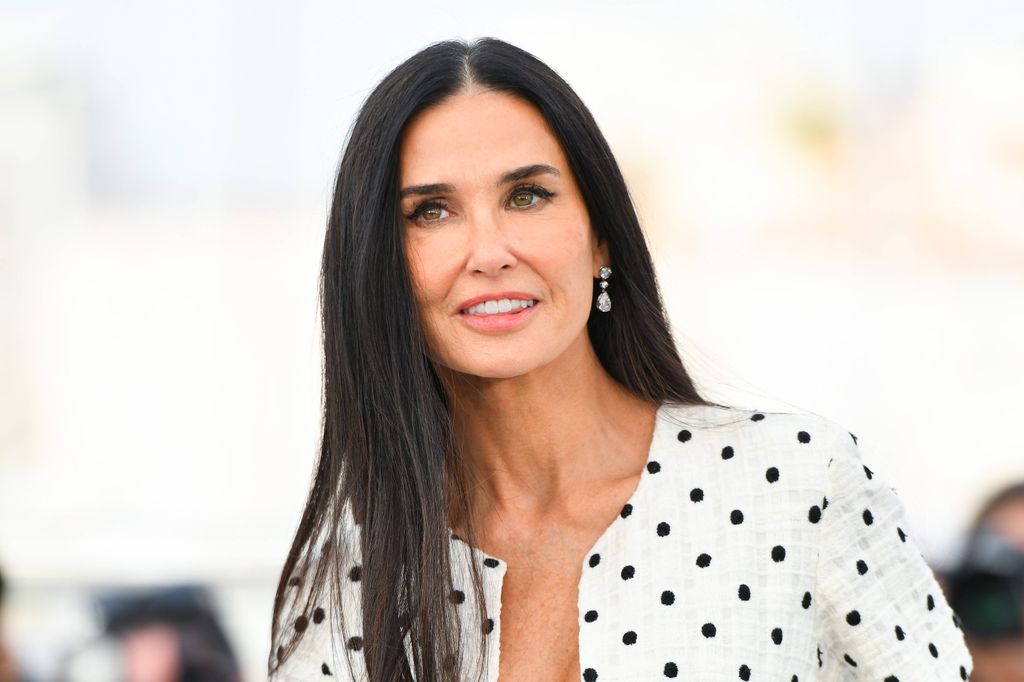 demi moore polka dot dress the substance photocall