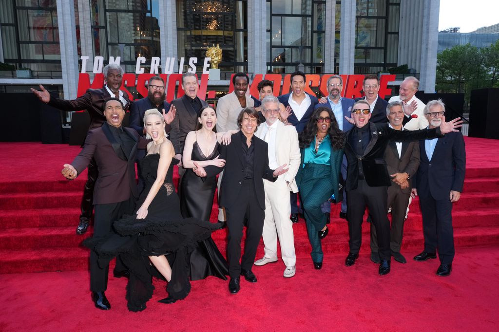 Charles Parnell, Greg Tarzan Davis, Nick Offerman, Pom Klementieff, Holt McCallany, Hayley Atwell, Tramell Tillman, Tom Cruise, Katy O'Brian, Christopher McQuarrie, Stephen Oyoung, Angela Bassett, Rolf Saxon, Simon Pegg, Pasha Lychnikoff, Esai Morales, Erik Jendresen and Henry Czerny arrive at the US Premiere of "Mission: Impossible â The Final Reckoning" at Lincoln Center Plaza in New York, New York on May 18, 2025